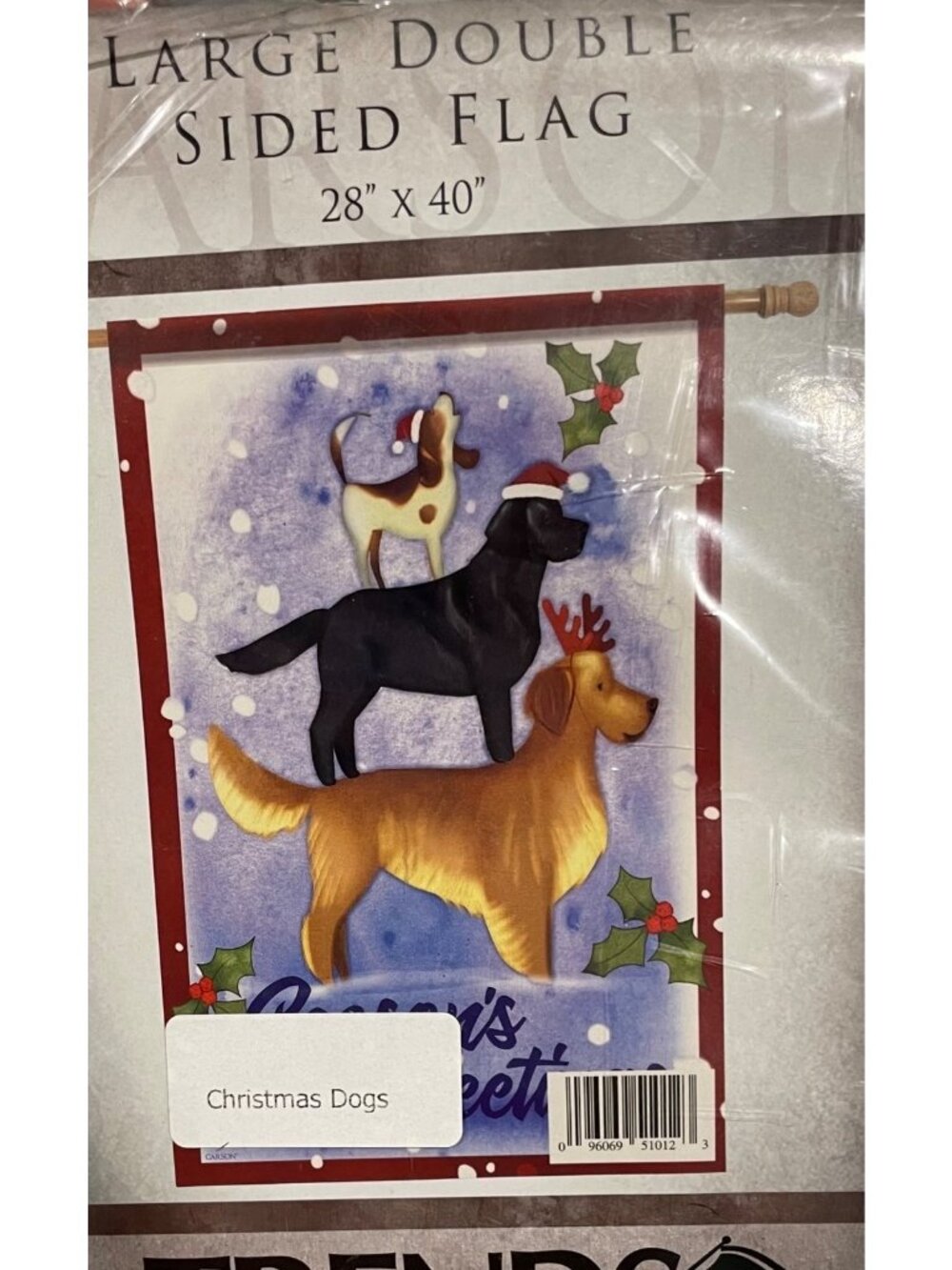 Carson Flag Trends Christmas Dogs Double Sided House Flag 28x40 Holiday Decor
